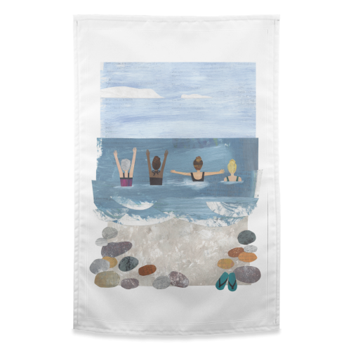 Wild Swimming - funny tea towel by Christina Carpenter