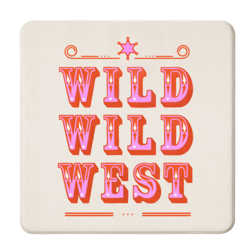 Wild Wild West Cowboy Typography - personalised beer coaster by Ania Wieclaw