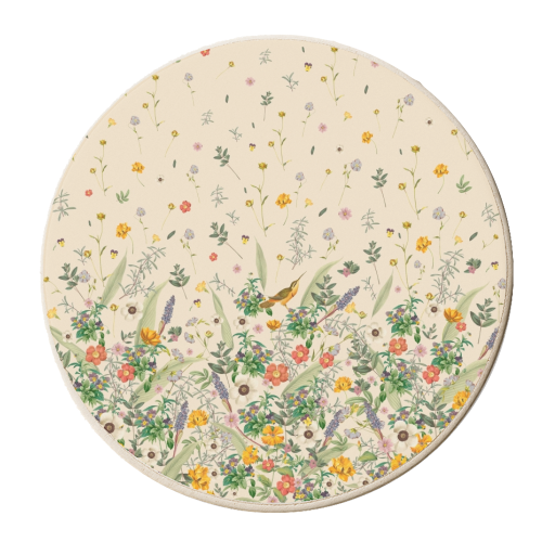 Wildflower bouquet pattern - personalised beer coaster by Frida Floral Studio