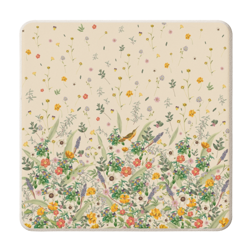 Wildflower bouquet pattern - personalised beer coaster by Frida Floral Studio