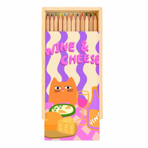 Wine & Cheese Club - Coloured Pencils with Box by The Paper Tail