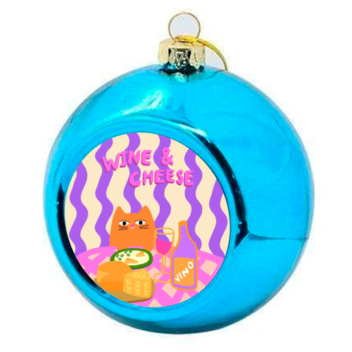 Wine & Cheese Club - colourful christmas bauble by The Paper Tail