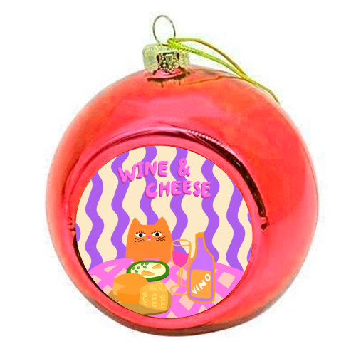 Wine & Cheese Club - colourful christmas bauble by The Paper Tail