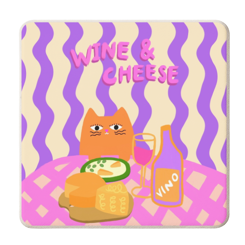 Wine & Cheese Club - personalised beer coaster by The Paper Tail