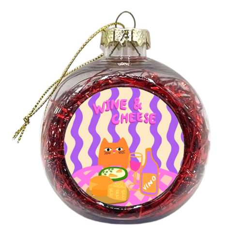 Wine & Cheese Club - xmas bauble by The Paper Tail