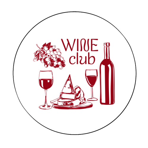 Wine Club – Champagne and Cheese Illustration - Circle Sticker by EZbie
