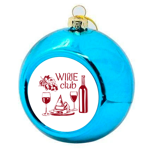 Wine Club – Champagne and Cheese Illustration - colourful christmas bauble by EZbie