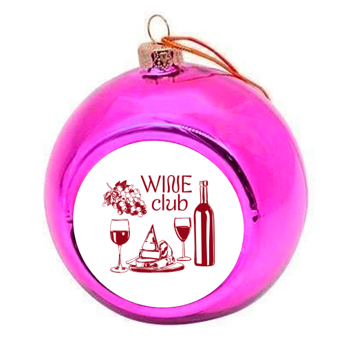 Wine Club – Champagne and Cheese Illustration - colourful christmas bauble by EZbie