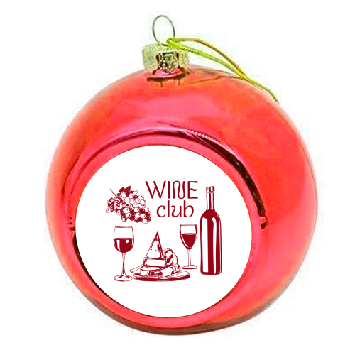 Wine Club – Champagne and Cheese Illustration - colourful christmas bauble by EZbie