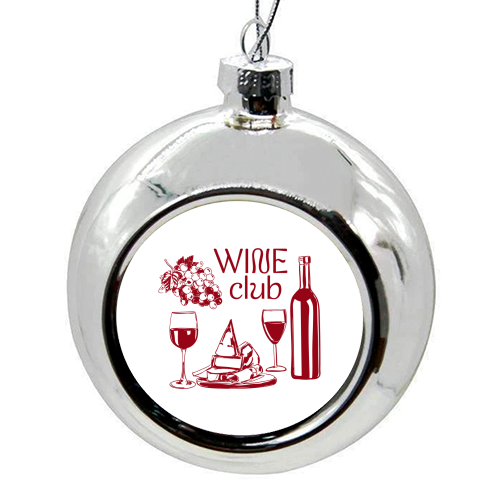 Wine Club – Champagne and Cheese Illustration - colourful christmas bauble by EZbie