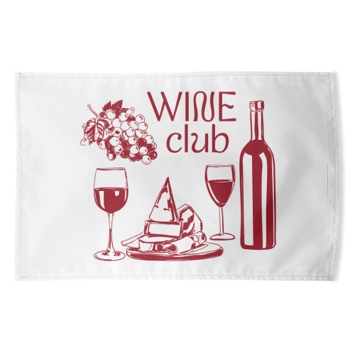 Wine Club – Champagne and Cheese Illustration - funny tea towel by EZbie