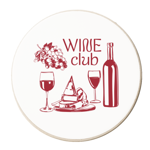 Wine Club – Champagne and Cheese Illustration - personalised beer coaster by EZbie