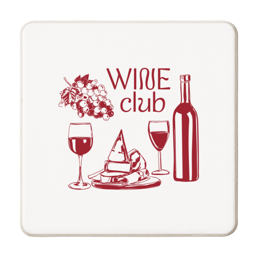 Wine Club – Champagne and Cheese Illustration - personalised beer coaster by EZbie