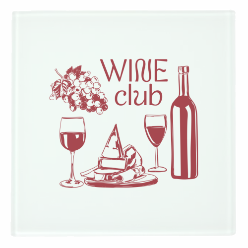 Wine Club – Champagne and Cheese Illustration - personalised beer coaster by EZbie