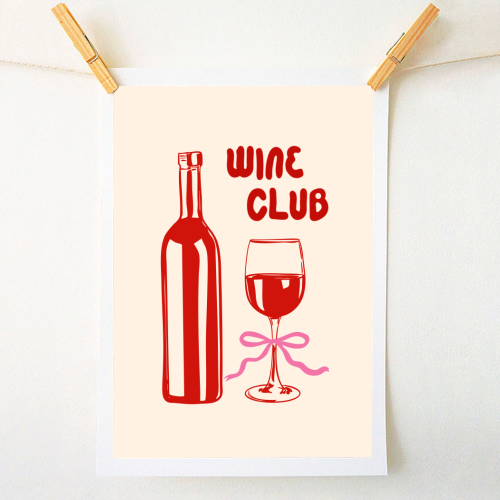 Wine Club Coquette – Romantic Wine Aesthetic - A1 - A4 art print by EZbie