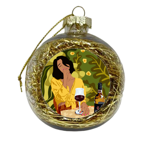 Wine Is The Answer..What Was The Question - xmas bauble by Uma Prabhakar Gokhale