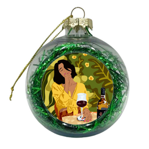 Wine Is The Answer..What Was The Question - xmas bauble by Uma Prabhakar Gokhale