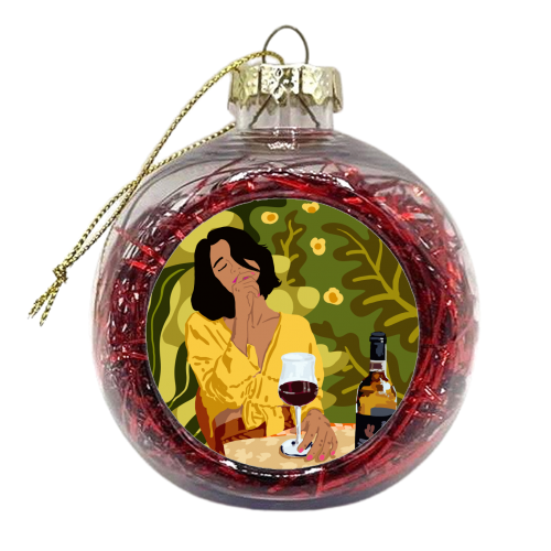Wine Is The Answer..What Was The Question - xmas bauble by Uma Prabhakar Gokhale