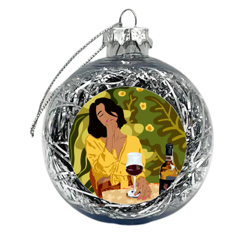 Wine Is The Answer..What Was The Question - xmas bauble by Uma Prabhakar Gokhale