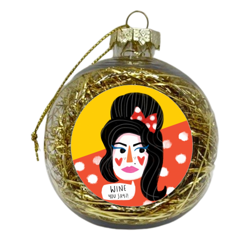 WINE YOU SAY - xmas bauble by Nichola Cowdery