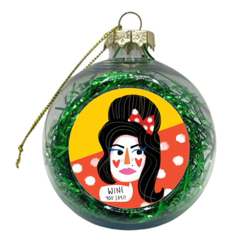 WINE YOU SAY - xmas bauble by Nichola Cowdery