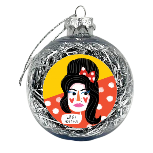 WINE YOU SAY - xmas bauble by Nichola Cowdery