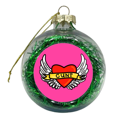 Winged Cunt Love Heart Tattoo - xmas bauble by Adam Regester