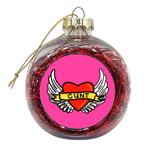 Winged Cunt Love Heart Tattoo - xmas bauble by Adam Regester