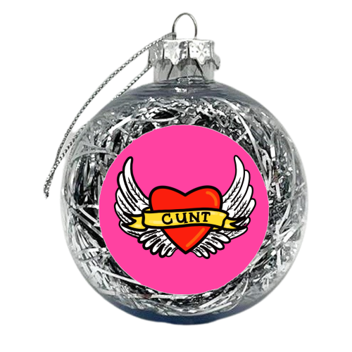 Winged Cunt Love Heart Tattoo - xmas bauble by Adam Regester