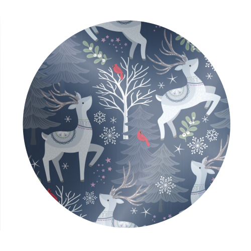 Winter deer and trees - Circle Sticker by Mandy Kippax