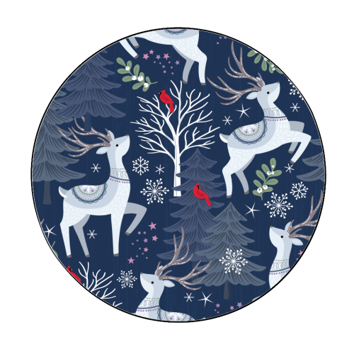 Winter deer and trees - Circle Sticker by Mandy Kippax