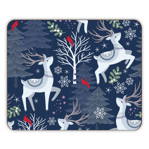 Winter deer and trees - designer placemat by Mandy Kippax