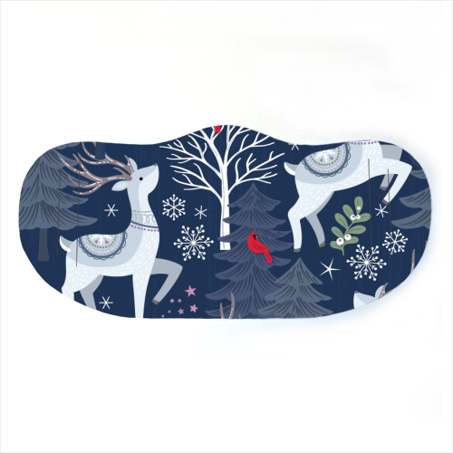 Winter deer and trees - face cover mask by Mandy Kippax