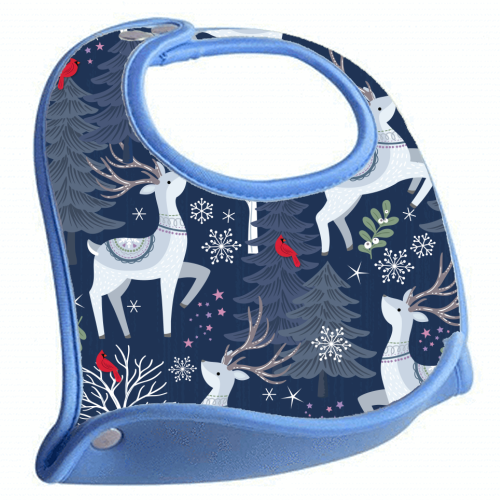 Winter deer and trees - feeding bib by Mandy Kippax