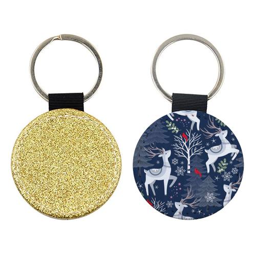 Winter deer and trees - keyring by Mandy Kippax