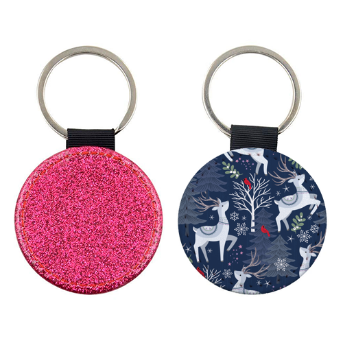 Winter deer and trees - keyring by Mandy Kippax