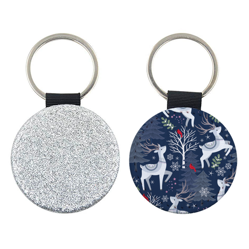 Winter deer and trees - keyring by Mandy Kippax