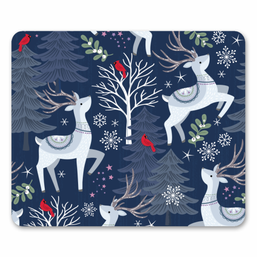 Winter deer and trees - mouse mat by Mandy Kippax