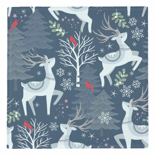 Winter deer and trees - personalised beer coaster by Mandy Kippax