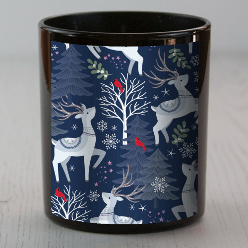 Winter deer and trees - scented candle by Mandy Kippax