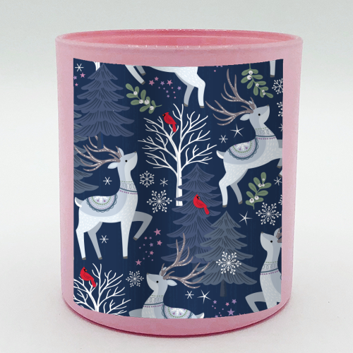 Winter deer and trees - scented candle by Mandy Kippax
