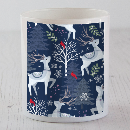 Winter deer and trees - scented candle by Mandy Kippax