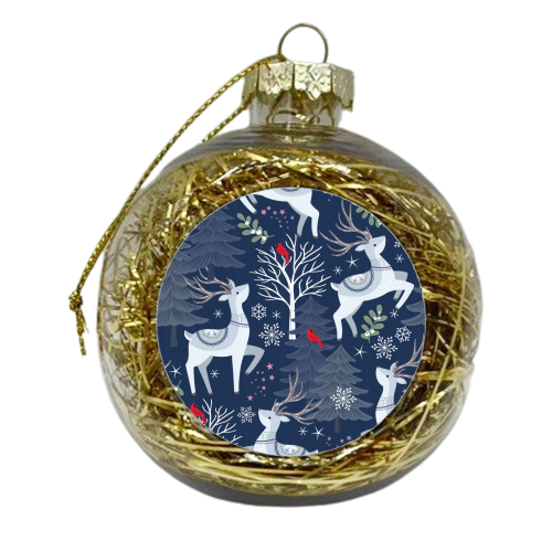 Winter deer and trees - xmas bauble by Mandy Kippax