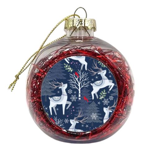 Winter deer and trees - xmas bauble by Mandy Kippax