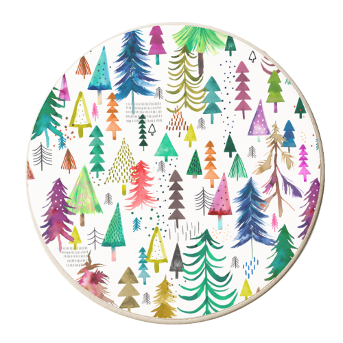 Winter Snow Trees - personalised beer coaster by Ninola Design