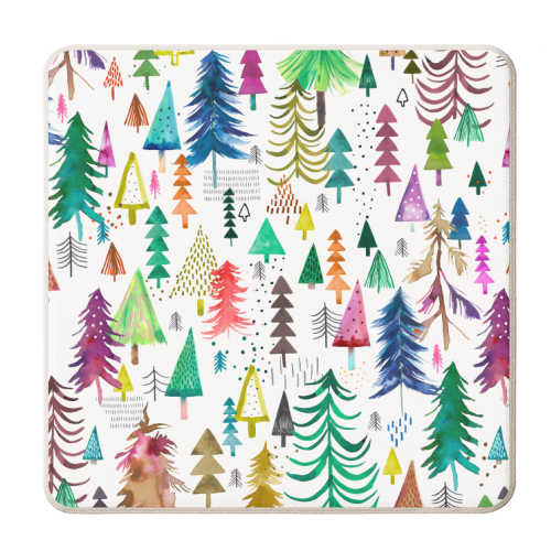 Winter Snow Trees - personalised beer coaster by Ninola Design