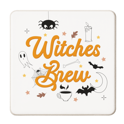 Witches brew Halloween print - personalised beer coaster by The Girl Next Draw