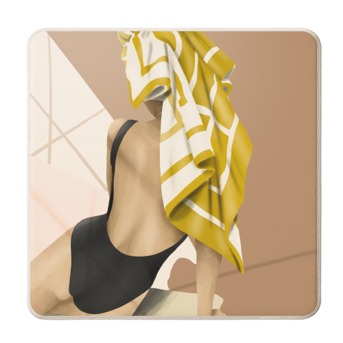 Woman with towel - personalised beer coaster by MMarta BC