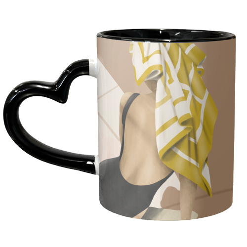 Woman with towel - unique mug by MMarta BC