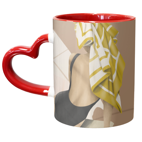 Woman with towel - unique mug by MMarta BC